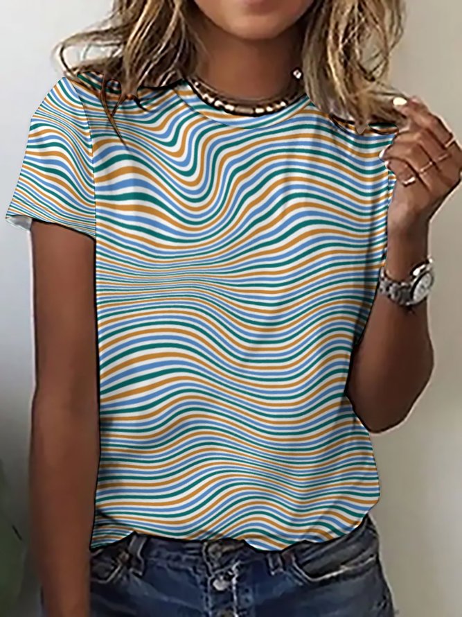 Blend Casual Abstract Stripes T-Shirt
