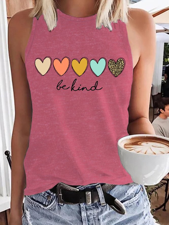 Women's Be Kind Hearts Print Casual Tank Top