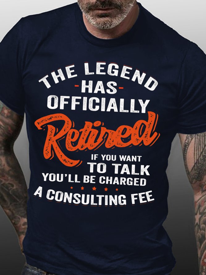 Men's The Legend Has Official Retired Cotton Crew Neck Casual T-Shirt