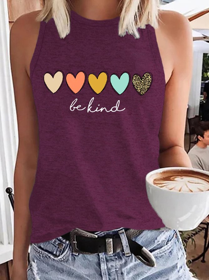 Women's Be Kind Hearts Print Casual Tank Top