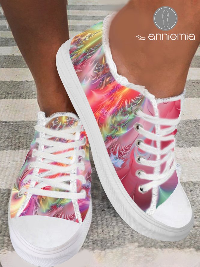 Lightweight Soft Sole Abstract Swirling Print Canvas Shoes