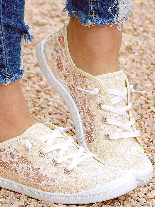 Lace Floral Casual Lace-Up Canvas Shoes