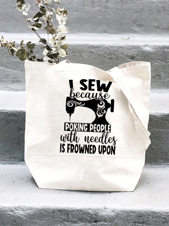 Women's Funny I sew because poking people with needles is frowned upon Shopping Tote