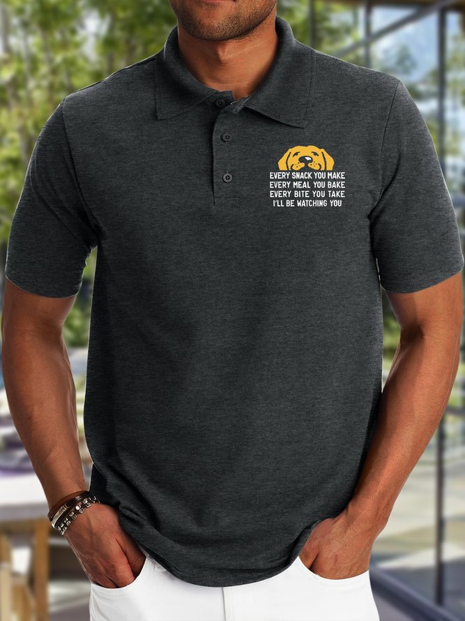 Men's Every Snack You Make Every Meal You Bake Every Bite You Take I'll Be Watching You Funny Dag Graphic Printing Text Letters Regular Fit Casual Polo Shirt