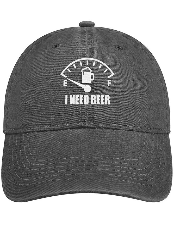 Men's Men's I Need Beer Funny Oil Meter Graphic Printing Graphic Printing Regular Fit Adjustable Denim Hat
