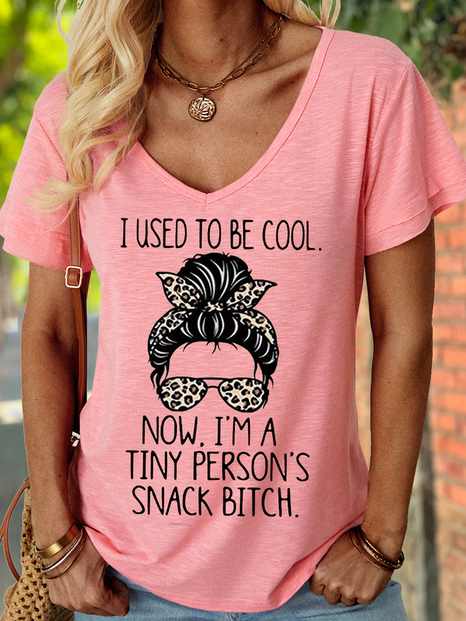 Women's I'M A Tiny Person's Snack Bitch Letters Casual Crew Neck T-Shirt
