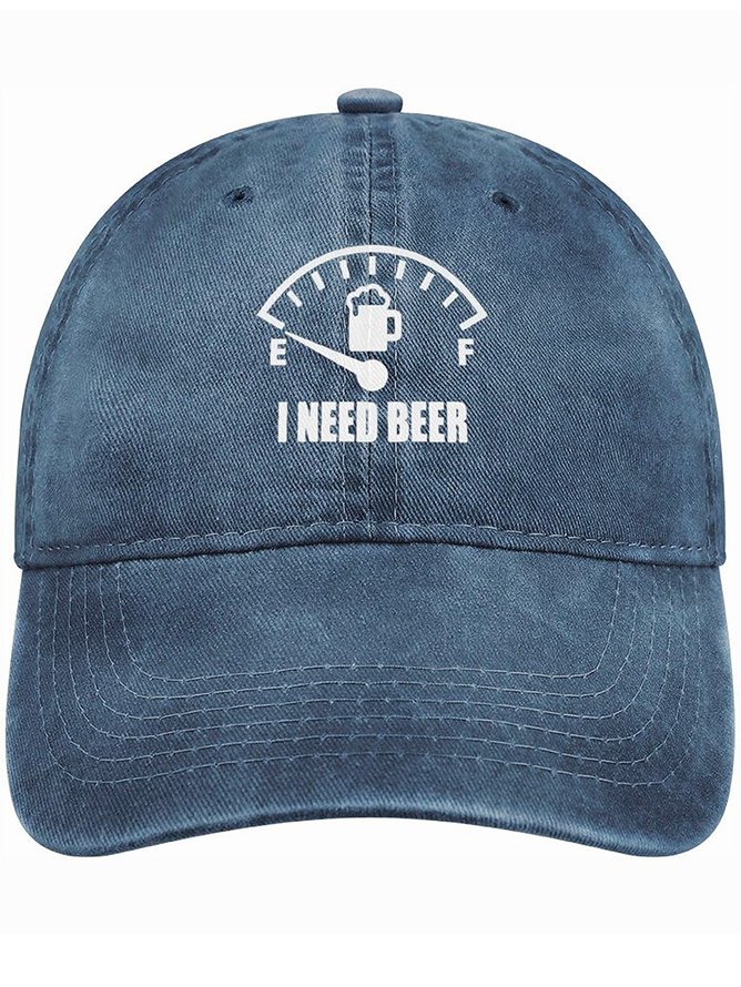 Men's Men's I Need Beer Funny Oil Meter Graphic Printing Graphic Printing Regular Fit Adjustable Denim Hat