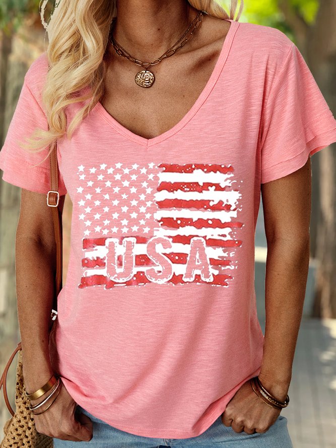 Women's USA Flag PatriotsCrew Neck Casual T-Shirt