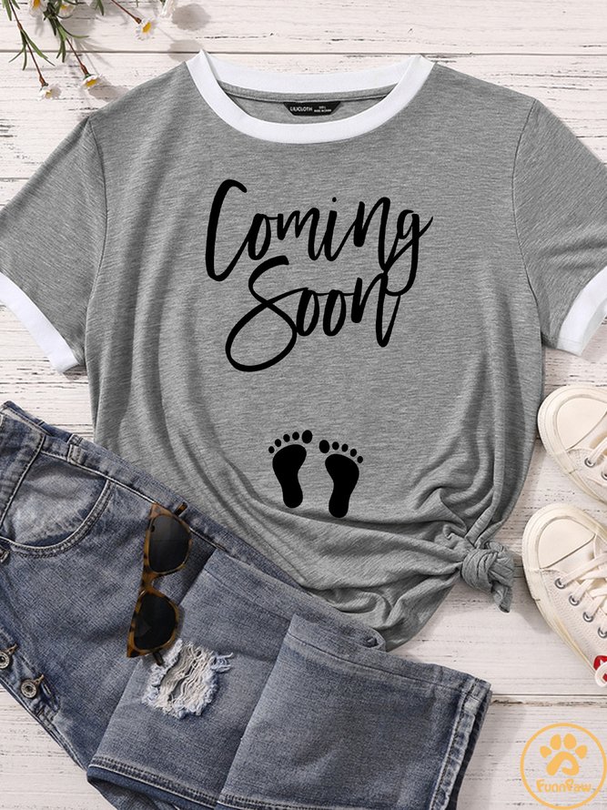 Lilicloth X Funnpaw Women's Coming Soon Pregnancy Announcement Matching T-Shirt