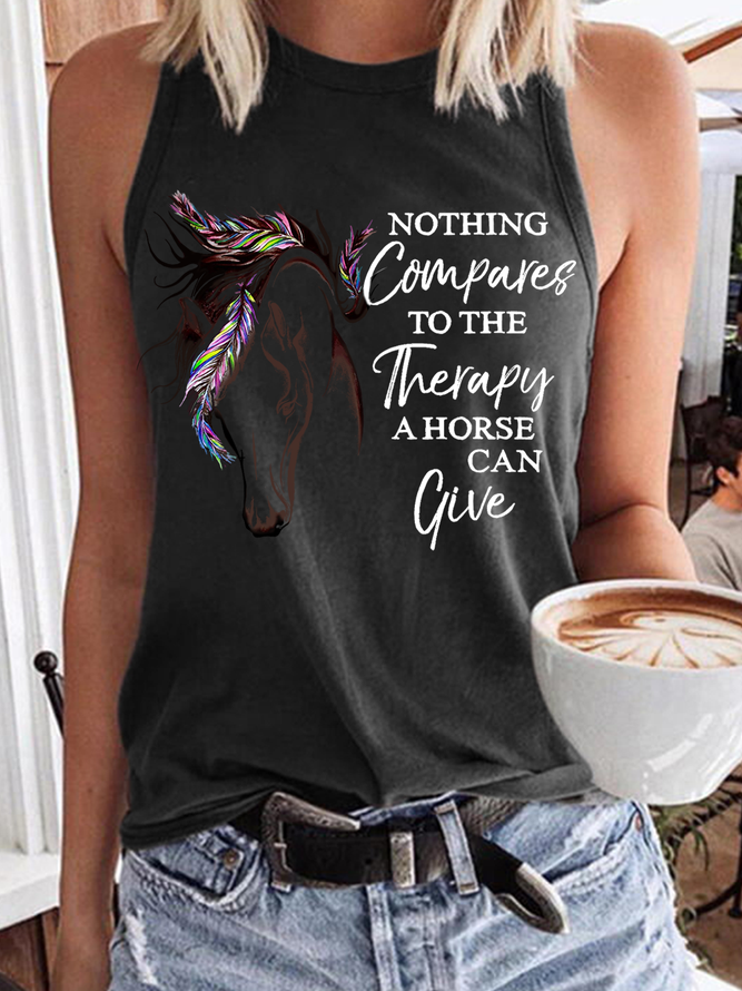 Women's The Therapy A Horse Can Give Crew Neck Casual Tank Top