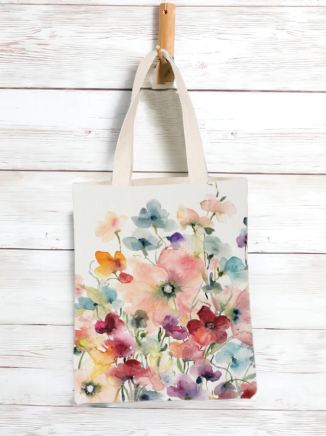 Women's Flower Art Print Shopping Tote