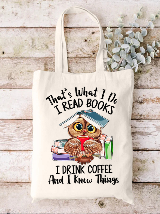 Women's Owl Coffe Book Funny Shopping Tote
