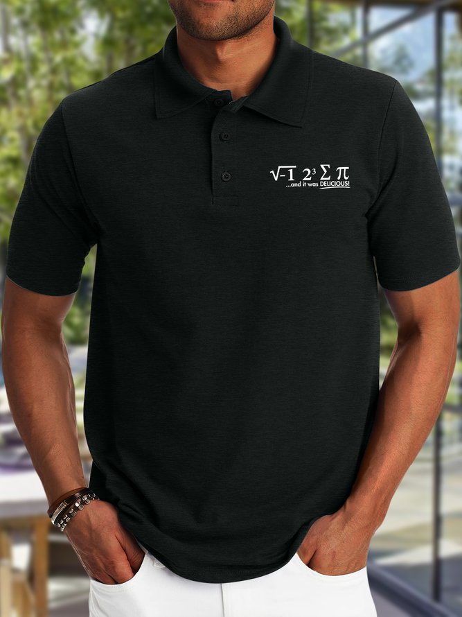 Men's And It Was Delicious Funny Graphic Printing Regular Fit Polo Collar Urban Text Letters Polo Shirt