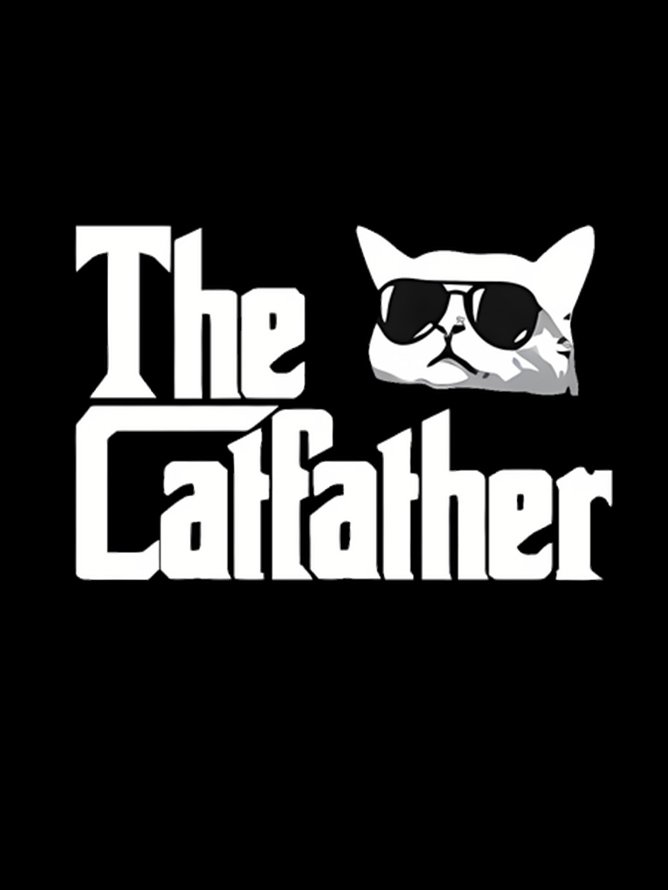 Men's The Catfather Funny Graphic Printing Cat Regular Fit Hawaii Polo Shirt
