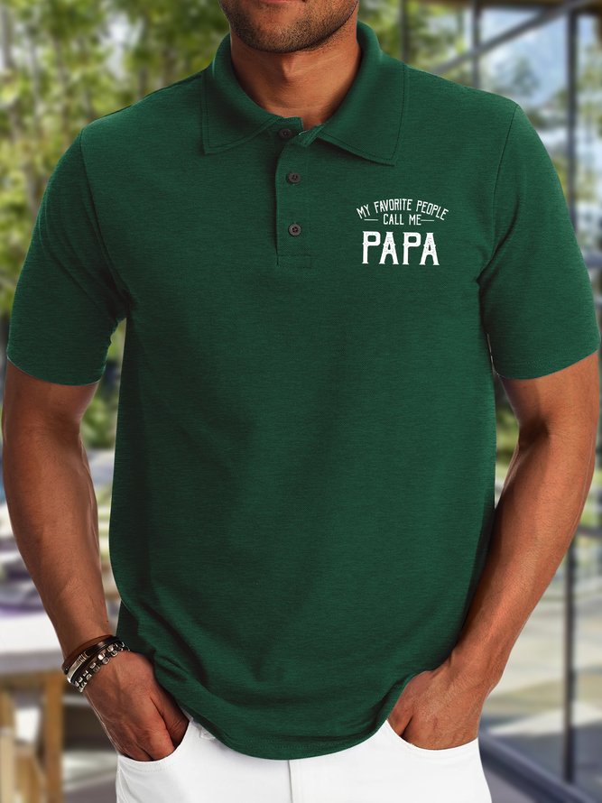 Men's My Favorite People Call Me Papa Funny Graphic Printing Text Letters Casual Polo Collar Regular Fit Polo Shirt