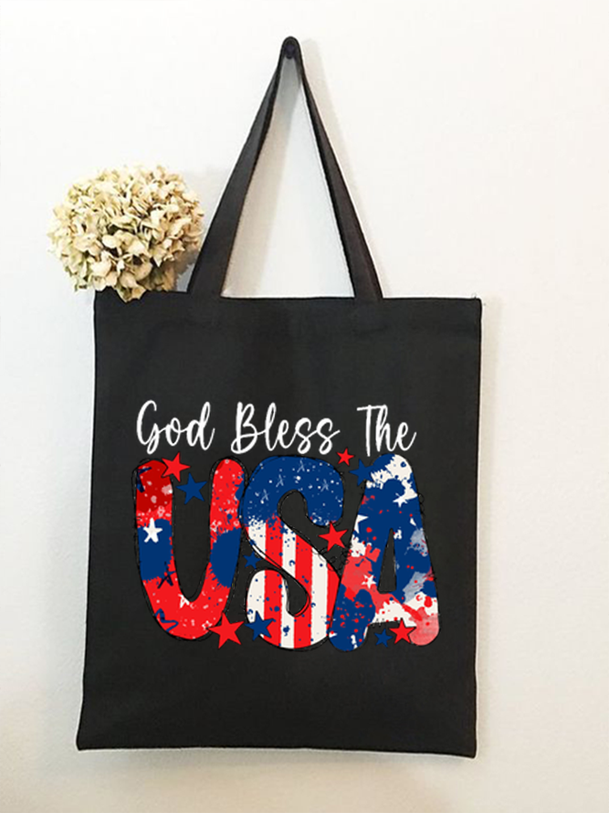 Women's God Bless The USA Letters Shopping Tote
