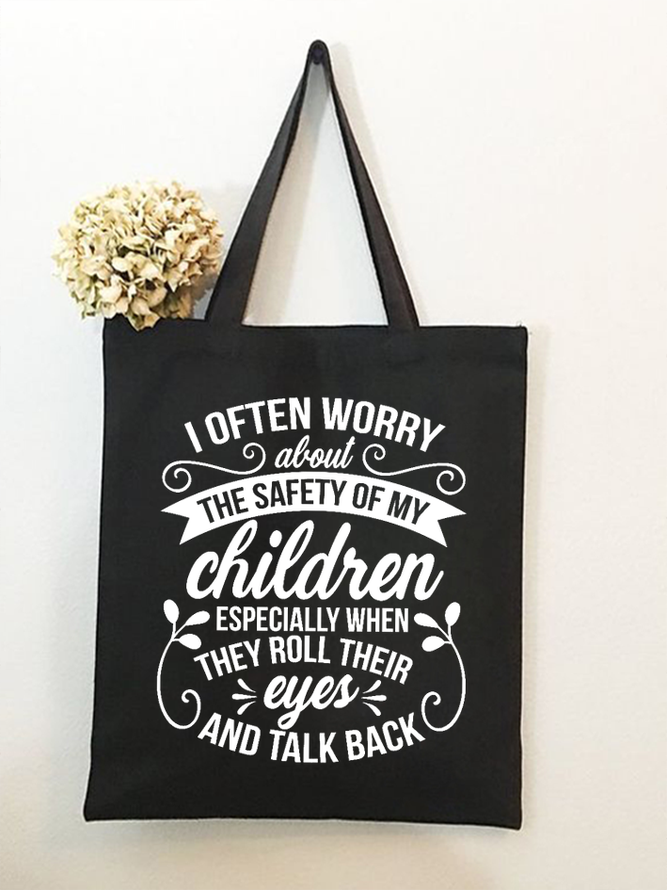 Women’s Funny Mom I Often Worry About The Safety of My Children Cotton Casual Mother's Day Shopping Tote
