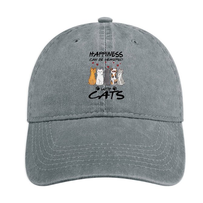 Women’s Happiness Can Be Measured With Cats  Adjustable Denim Hat