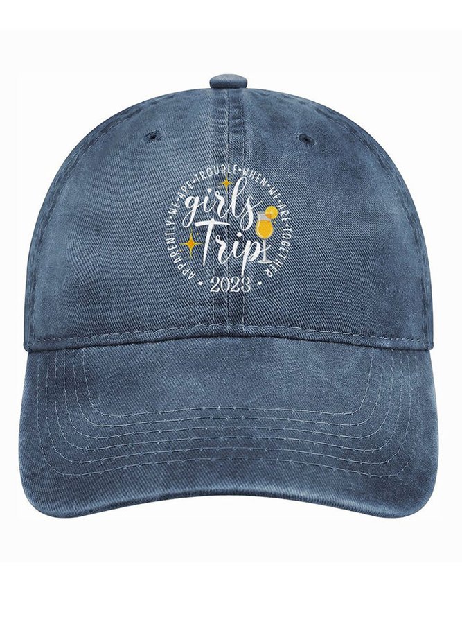 Women’s Girls Trip Apparently We Are Trouble When We Are Together Adjustable Denim Hat