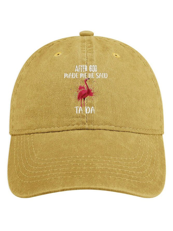 Women's After God Made Me He Said Ta Da Funny Graphic Printing Crew Neck Text Letters Adjustable Denim Hat