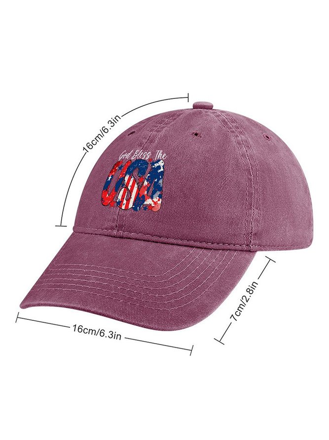 Women's God Bless The USA Letters Adjustable Denim Hat