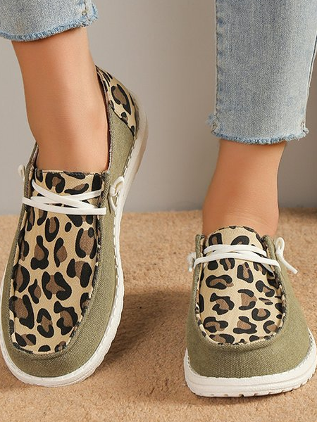 Women's Leopard Color Block Loafers Comfortable & Lightweight Ladies Shoes