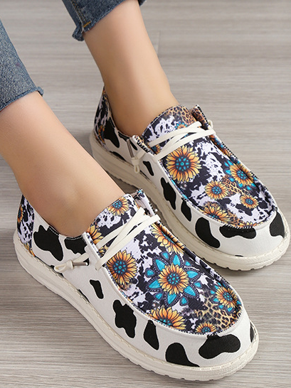 Women's Cow Pattern Loafers Comfortable & Lightweight Ladies Shoes