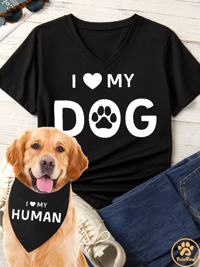 Lilicloth X Funnpaw I Love My Human Matching Dog Print Bib
