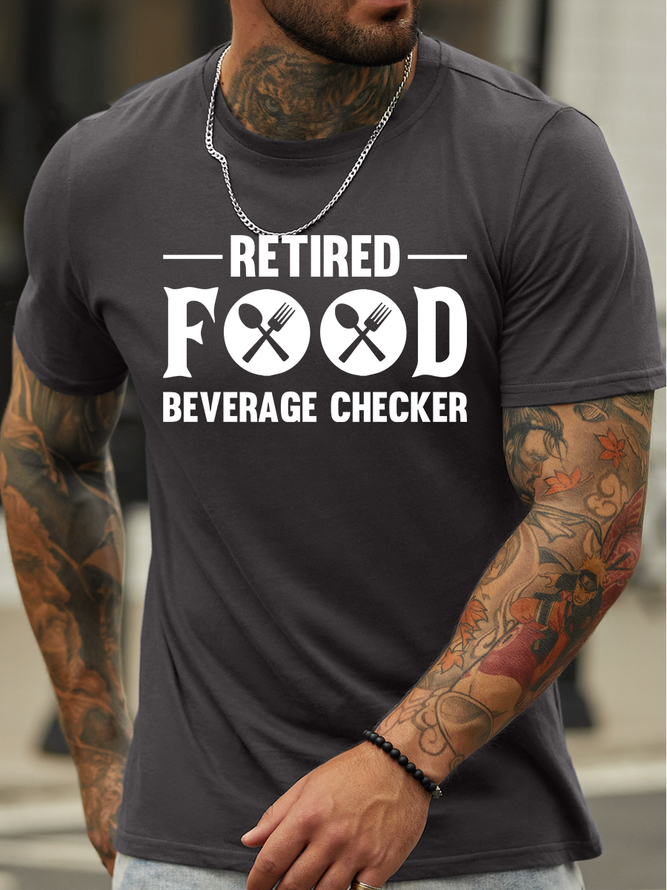 Lilicloth X Jessanjony Retired Food Beverage Checker Men's Casual Text Letters Crew Neck T-Shirt