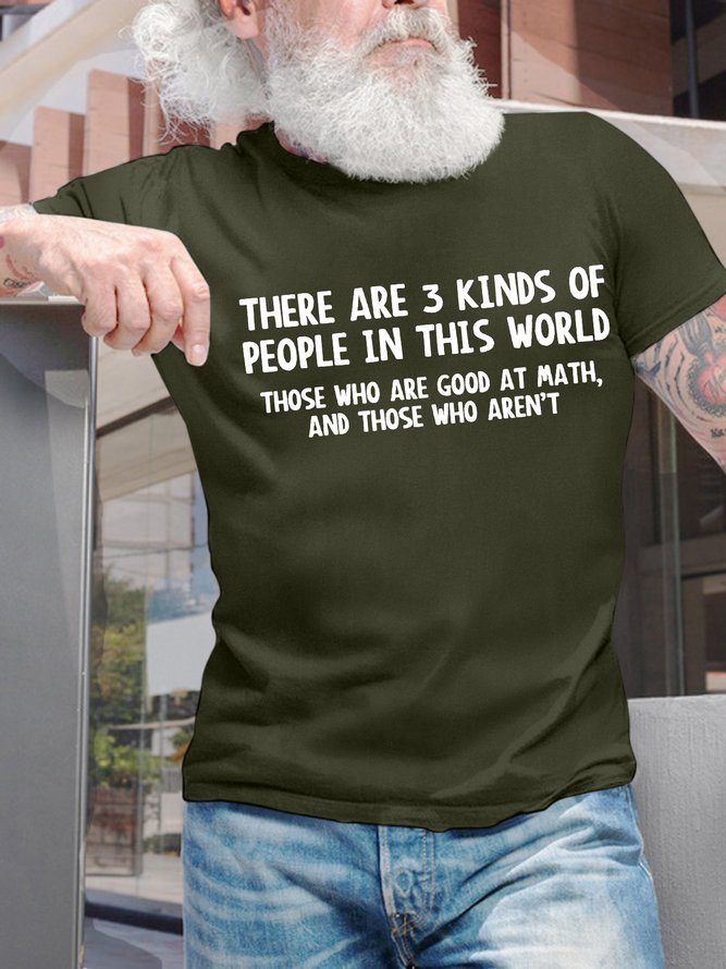Men’s There Are 3 Kinds Of People In This World Those Who Are Good At Math And Those Who Aren’t Regular Fit Casual Cotton T-Shirt