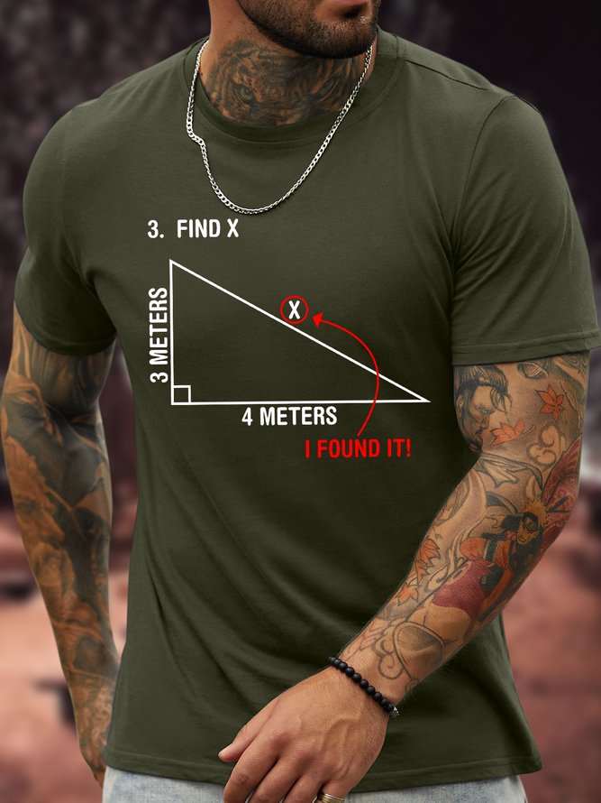 Men's Find X 3meters 4 Maters I Found It Funny Graphic Printing Crew Neck Cotton Text Letters Casual T-Shirt