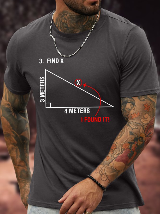 Men's Find X 3meters 4 Maters I Found It Funny Graphic Printing Crew Neck Cotton Text Letters Casual T-Shirt