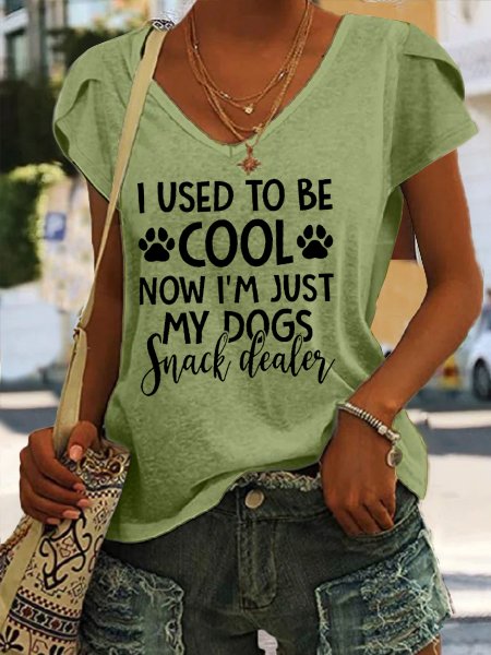 Women's Dog Lover Print Casual Letters Crew Neck T-Shirt