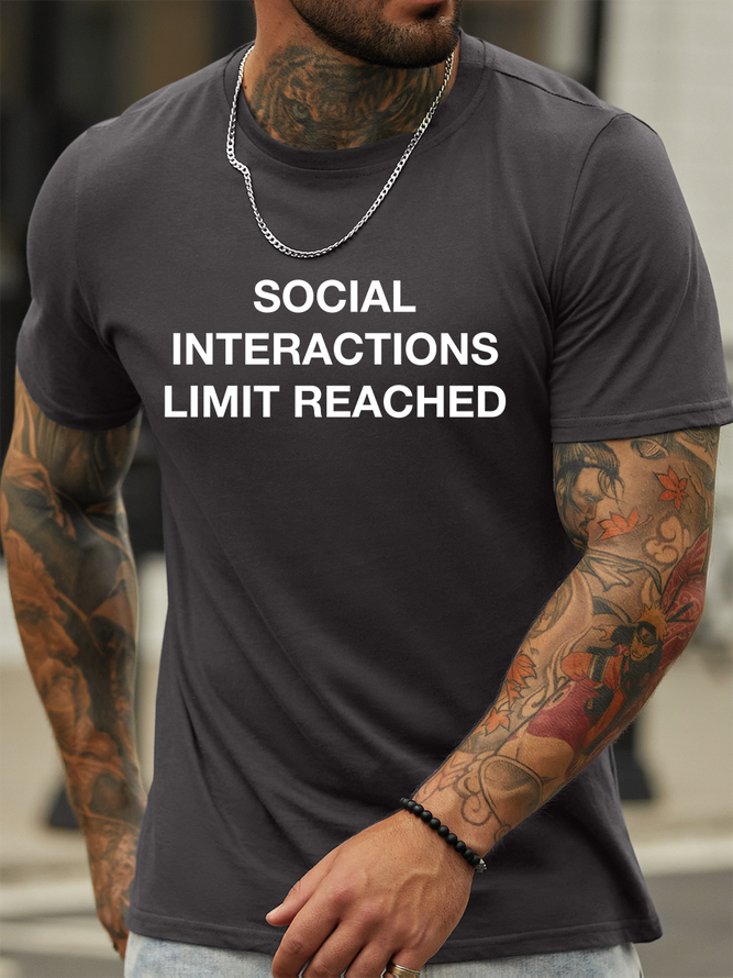 Lilicloth X Hynek Rajtr Social Interactions Limit Reached Men's Text Letters Casual T-Shirt