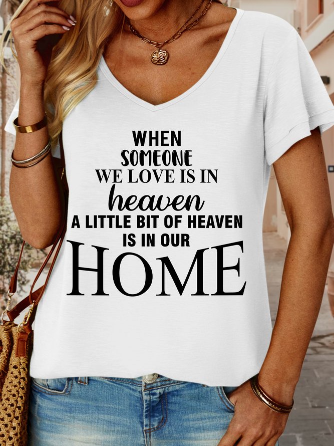 Lilicloth X Y When Someone We Love Is In Heaven A Little Bit Of Heaven Is In Our Home Women's V Neck T-Shirt