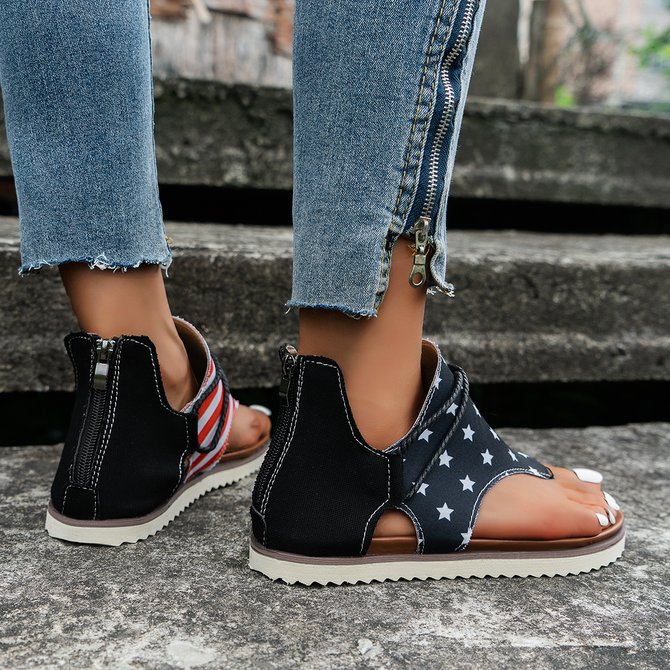 Women's America Flag Print Thong Sandals