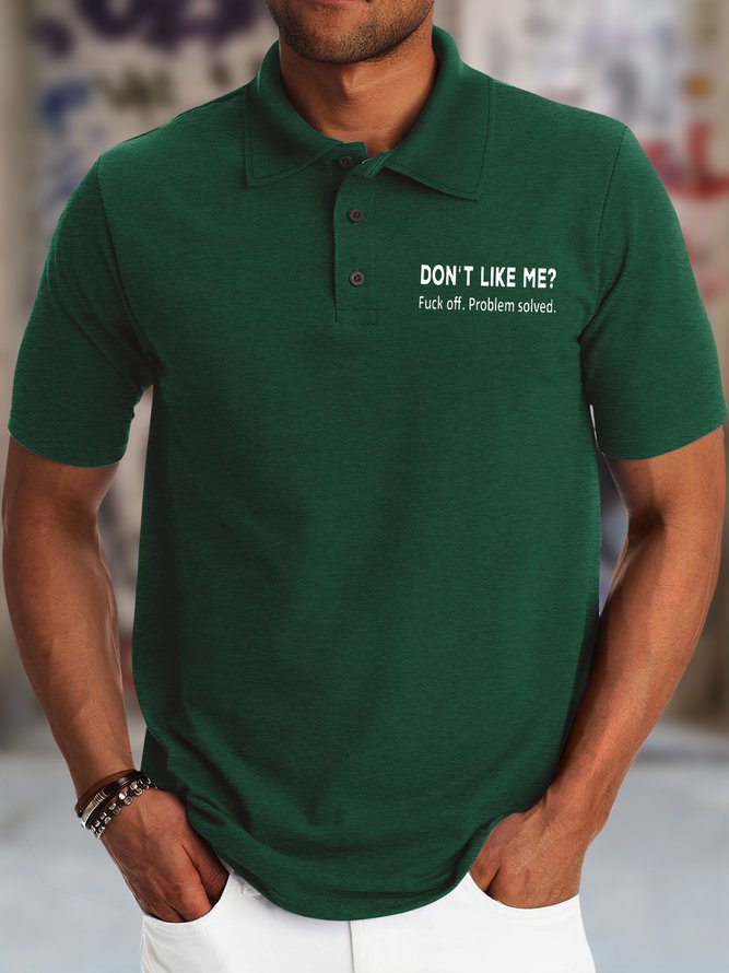 Men's Do Not Like Me Problem Solved Funny Graphic Printing Casual Regular Fit Text Letters Polo Shirt