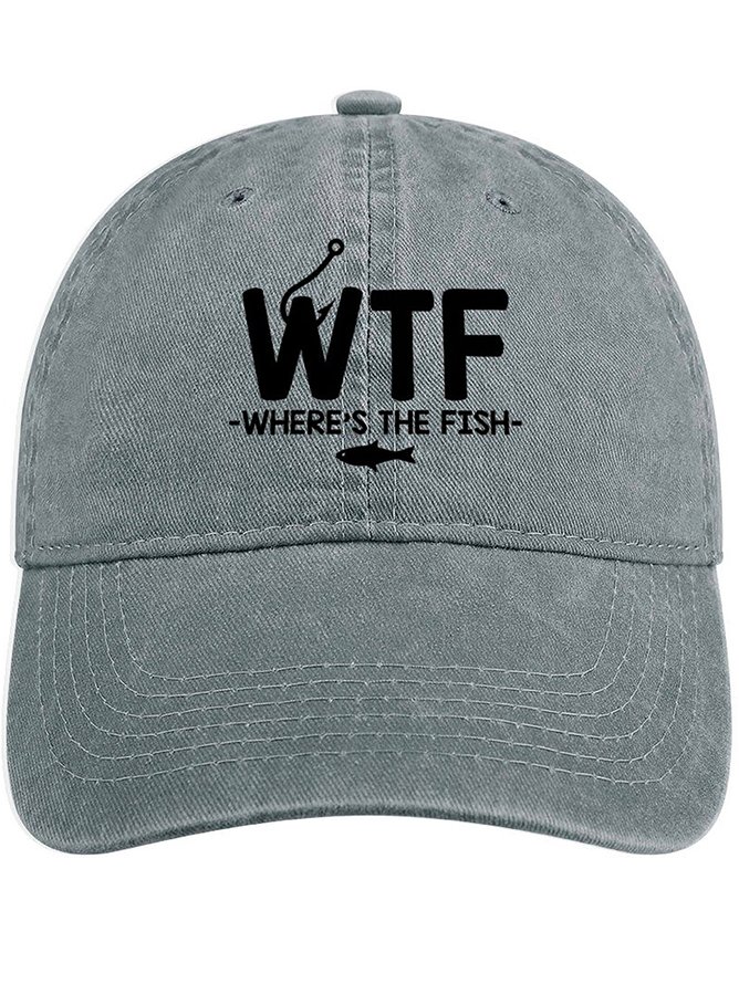 Men's /Women's WTF - Where's The Fish Graphic Printing Regular Fit Adjustable Denim Hat