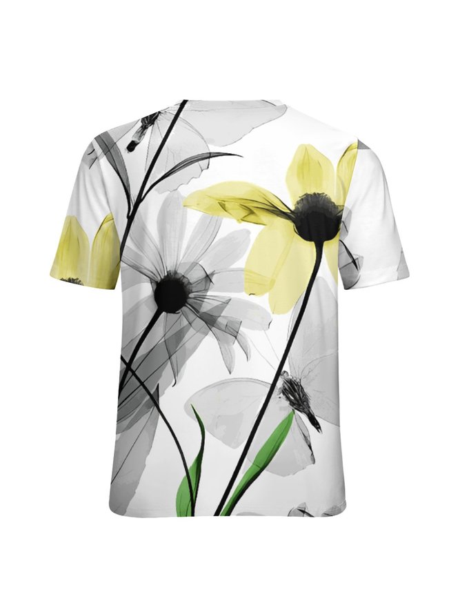 Women‘s Plants Floral Cotton Casual T-Shirt