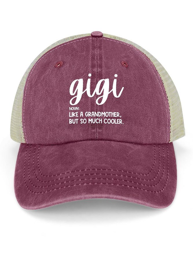 Women's Gigi Like A Grandmather But So Much Cooler Funny Graphic Printing Casual Text Letters Washed Mesh Back Baseball Cap