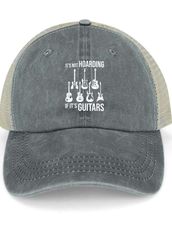 Men's It Is Not Hoarding If It’S Guitars Funny Graphic Print Casual Text Letters Washed Mesh Back Baseball Cap