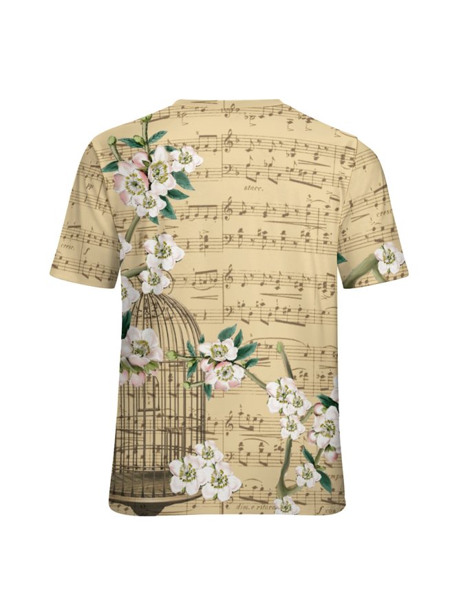 Lilicloth x Iqs Floral Music Women's Loose Casual T-Shirt