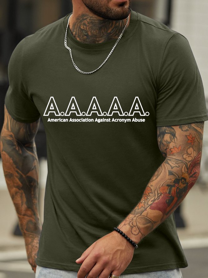 Men’s American Association Against Acronym Abuse Cotton Casual Crew Neck Regular Fit T-Shirt