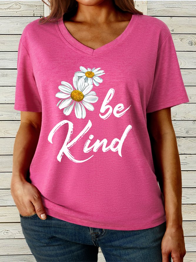 Women's Be Kind Daisy Crew Neck Casual T-Shirt