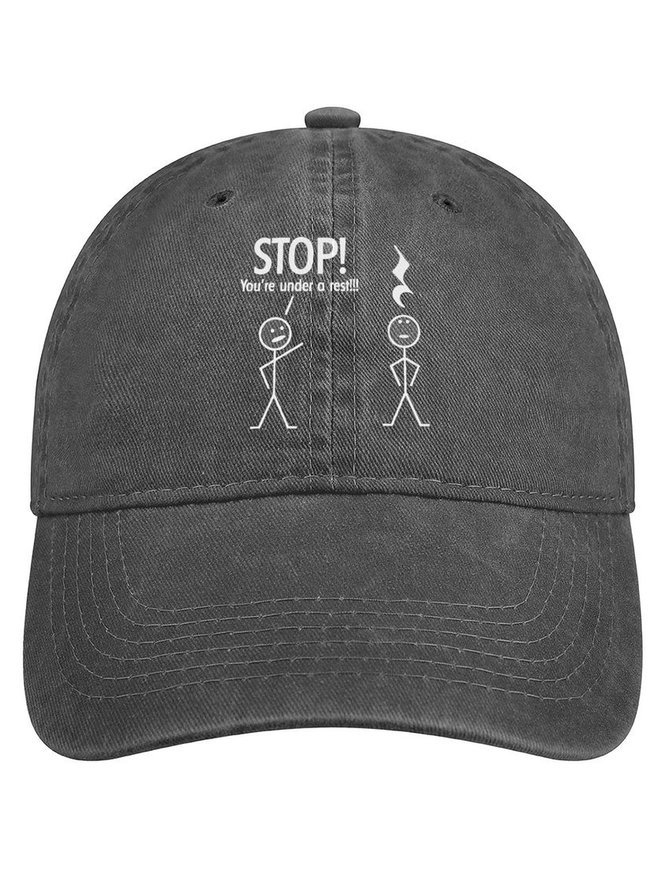 Men's /Women's Stop You'Re Under A Rest Graphic Printing Regular Fit Adjustable Denim Hat