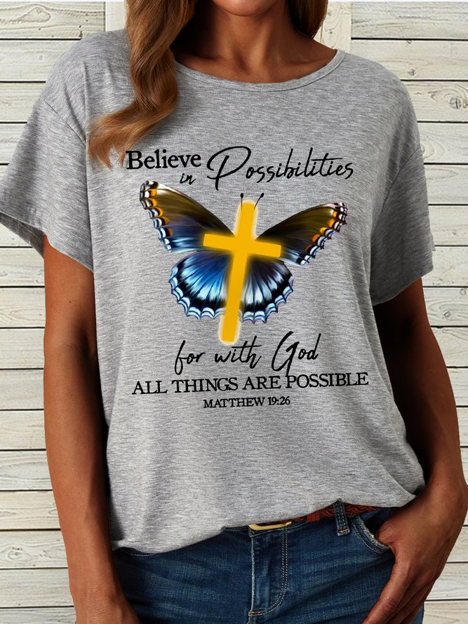 Women's Christian People | With God All Things Are Possible  Matthew 19:26 Casual T-Shirt
