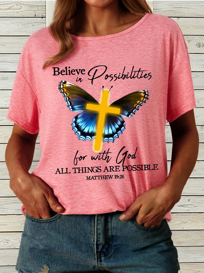 Women's Christian People | With God All Things Are Possible  Matthew 19:26 Casual T-Shirt