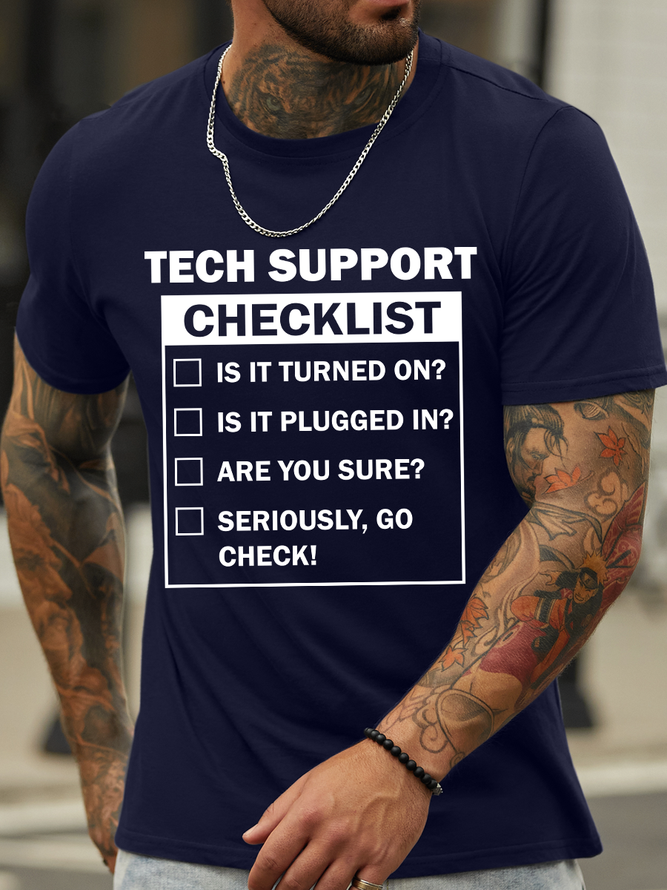 Lilicloth X Hynek Rajtr Funny Tech Support Checklist Men's T-Shirt
