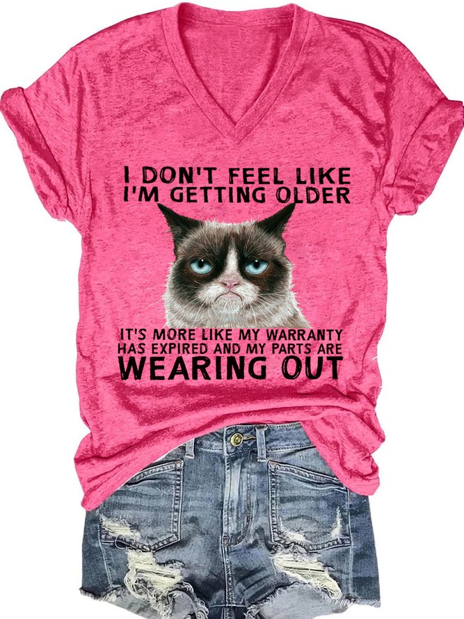 Women's Funny Qoute  Grumpy Cat Crew Neck Loose Casual T-Shirt