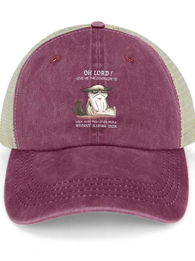 Funny Word Oh Lord Give Me The Strength To Walk Away From Stupid People Without Slapping Washed Mesh-back Baseball Cap